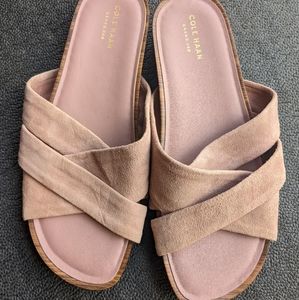 Dusty pink suede lightly worn Cole Haan slides size 9